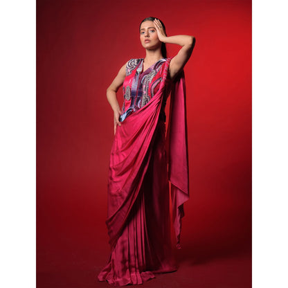 Asaaye Awake Mode Draped Pre Drape Saree with Stitched Blouse