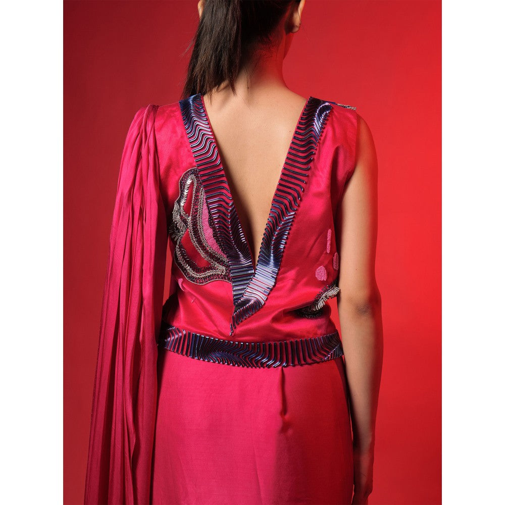 Asaaye Awake Mode Draped Pre Drape Saree with Stitched Blouse