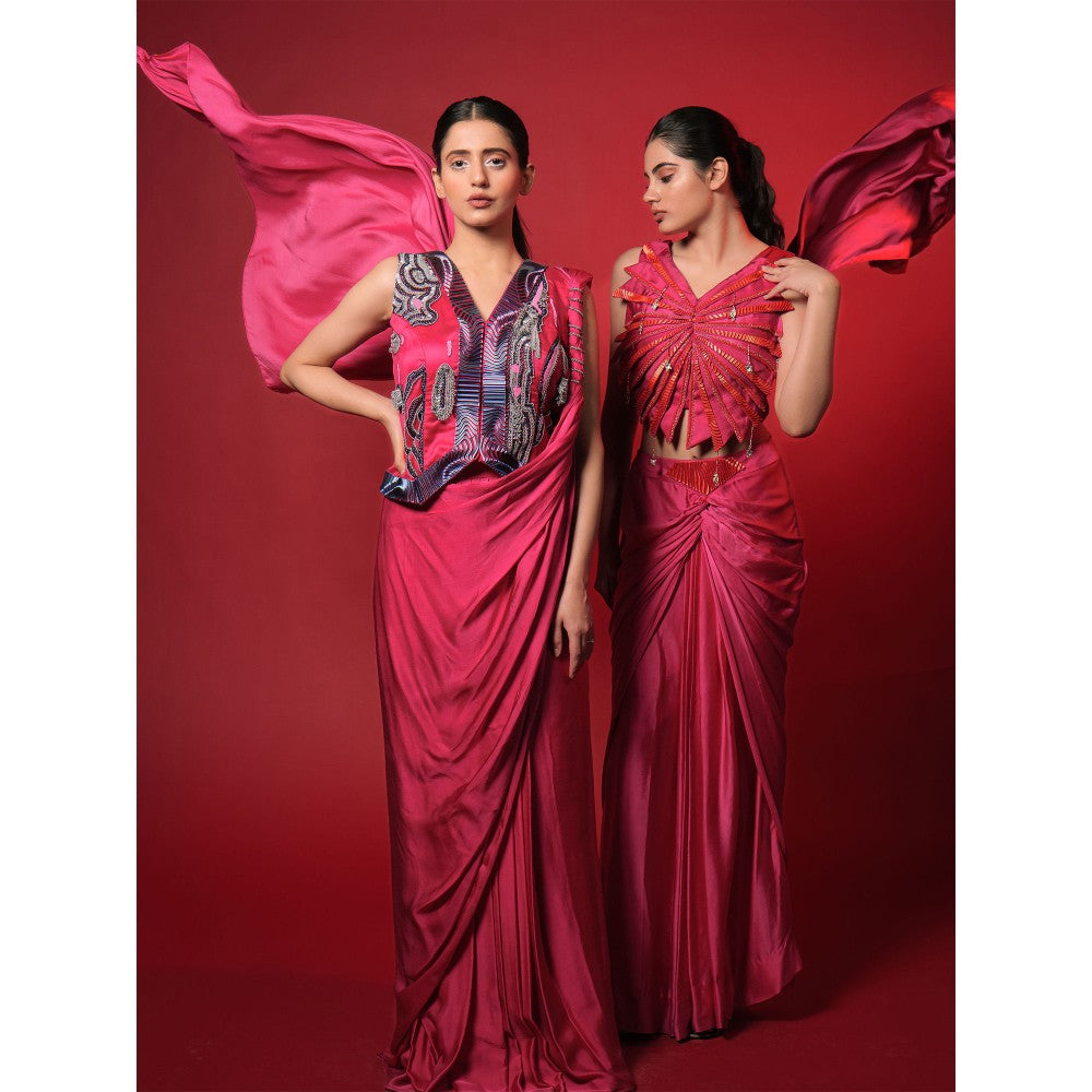 Asaaye Awake Mode Draped Pre Drape Saree with Stitched Blouse