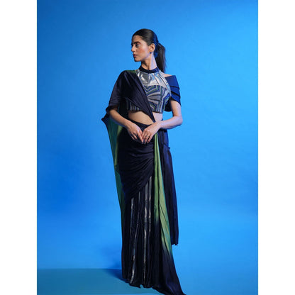 Asaaye Impulse Draped Pre Drape Saree with Stitched Blouse
