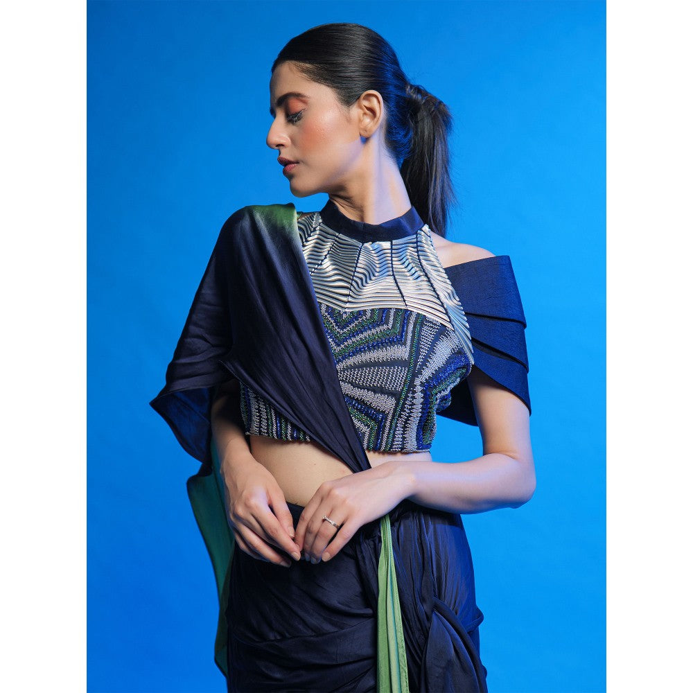 Asaaye Impulse Draped Pre Drape Saree with Stitched Blouse