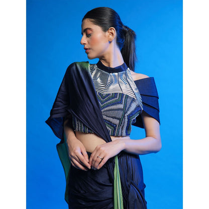 Asaaye Impulse Draped Pre Drape Saree with Stitched Blouse