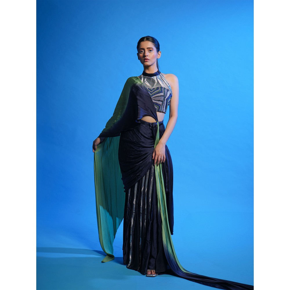 Asaaye Impulse Draped Pre Drape Saree with Stitched Blouse