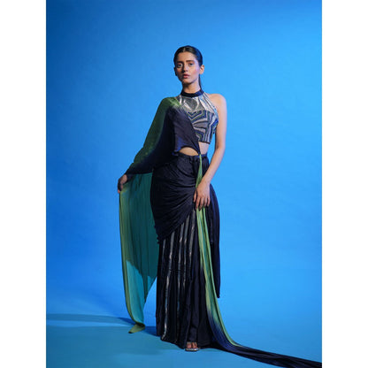 Asaaye Impulse Draped Pre Drape Saree with Stitched Blouse