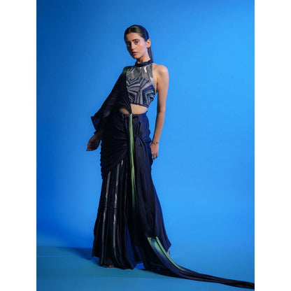 Asaaye Impulse Draped Pre Drape Saree with Stitched Blouse