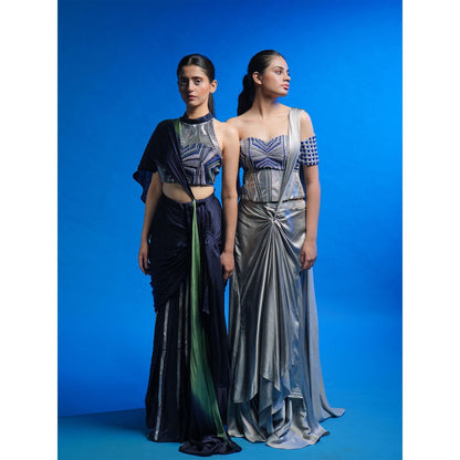 Asaaye Impulse Draped Pre Drape Saree with Stitched Blouse