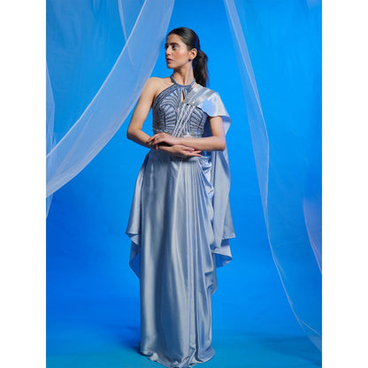Asaaye Soft Trigger Draped Pre Drape Saree with Stitched Blouse