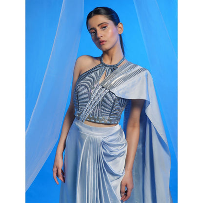 Asaaye Soft Trigger Draped Pre Drape Saree with Stitched Blouse
