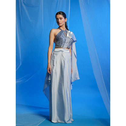 Asaaye Soft Trigger Draped Pre Drape Saree with Stitched Blouse