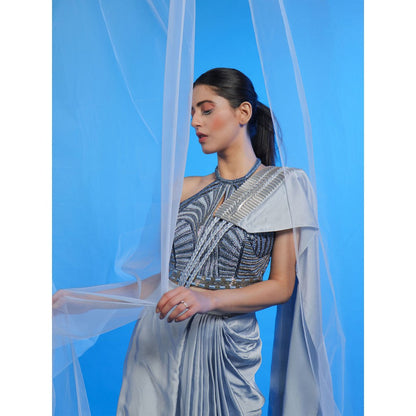 Asaaye Soft Trigger Draped Pre Drape Saree with Stitched Blouse