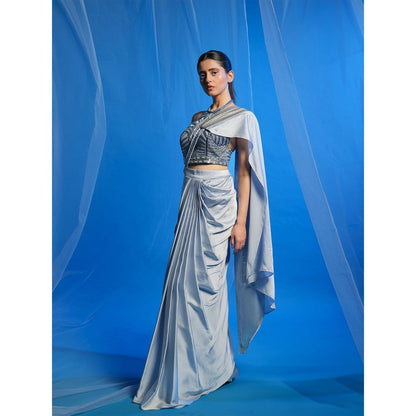 Asaaye Soft Trigger Draped Pre Drape Saree with Stitched Blouse