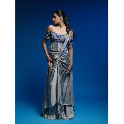 Asaaye Pause Draped Pre Drape Saree with Stitched Blouse