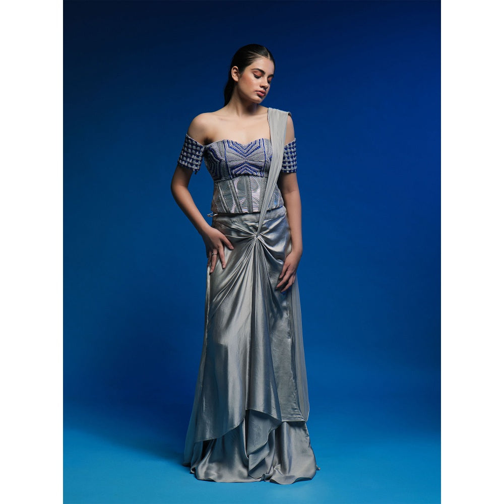 Asaaye Pause Draped Pre Drape Saree with Stitched Blouse