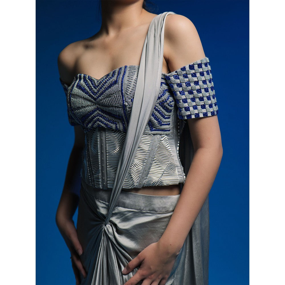 Asaaye Pause Draped Pre Drape Saree with Stitched Blouse