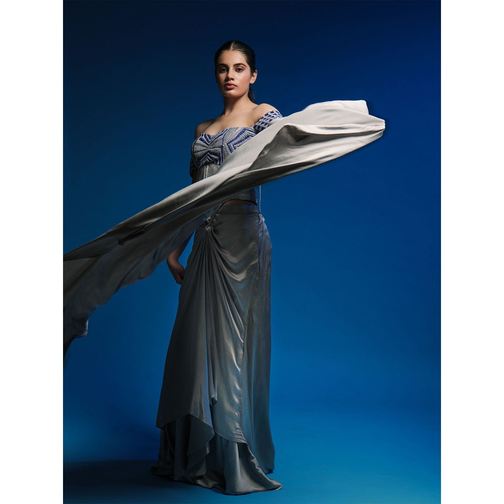 Asaaye Pause Draped Pre Drape Saree with Stitched Blouse