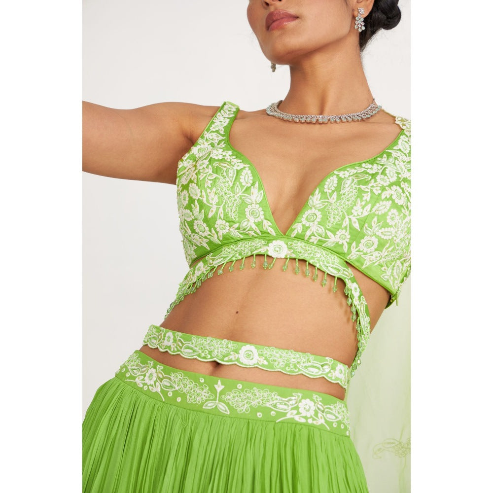 Asaga Cora Lehenga and Stitched Blouse with Dupatta (Set of 3)