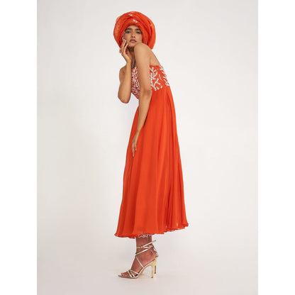Asaga Vida Embroidered Anarkali Kurta and Pant with Organza Dupatta (Set of 3)