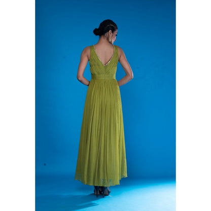Asaga Olive Embroidered Maxi