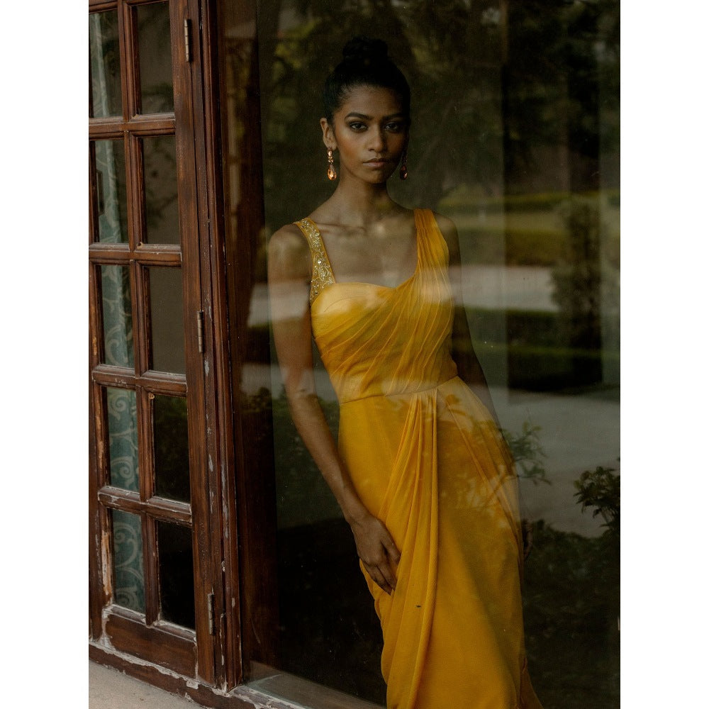 Asaga Mustard Drape One piece Maxi