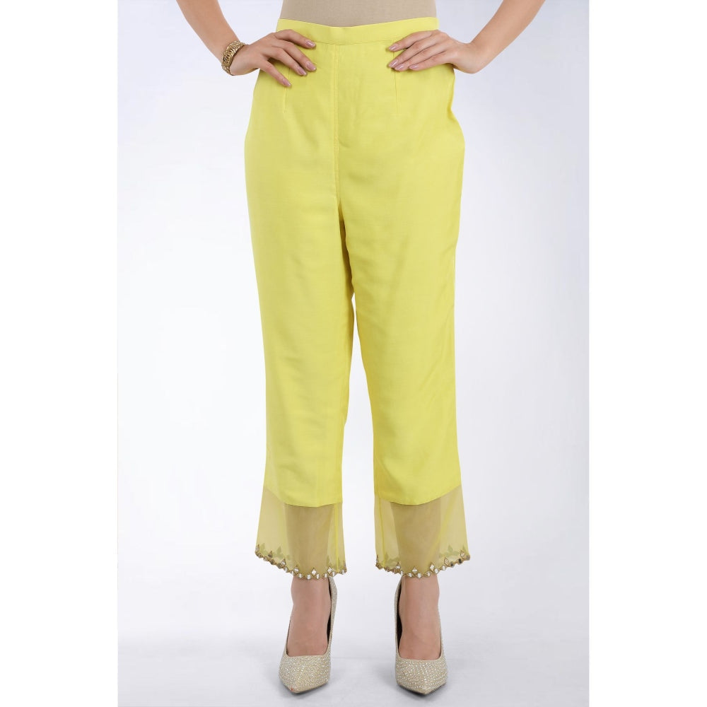 Asaga Naaz Lemon Embroidered Kurta with Pants and Organza Dupatta (Set of 3)
