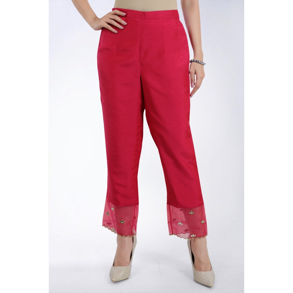 Asaga Aarsi Rani Embroidered Chanderi Silk Kurta with Pants and Organza Dupatta (Set of 3)