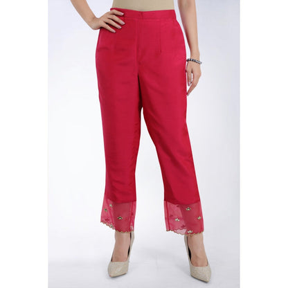 Asaga Aarsi Rani Embroidered Chanderi Silk Kurta with Pants and Organza Dupatta (Set of 3)