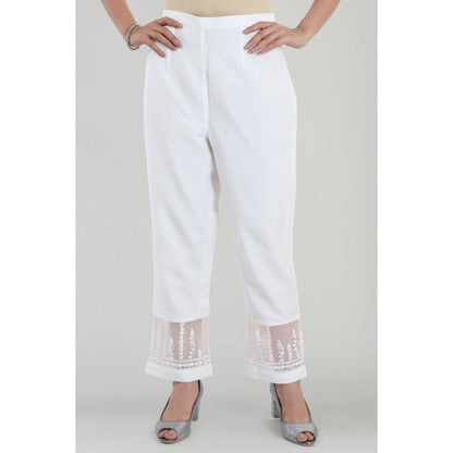 Asaga Shabnam White Dori Embroidered Chanderi Kurta with Pants and Dupatta (Set of 3)