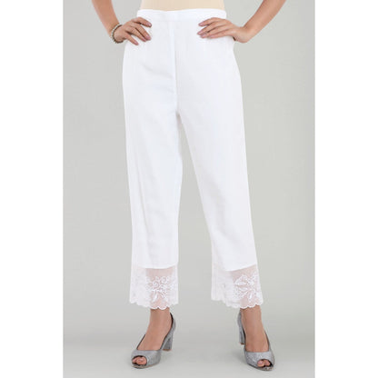 Asaga Bela White Dori Embroidered Chanderi Kurta with Pants and Organza Dupatta (Set of 3)