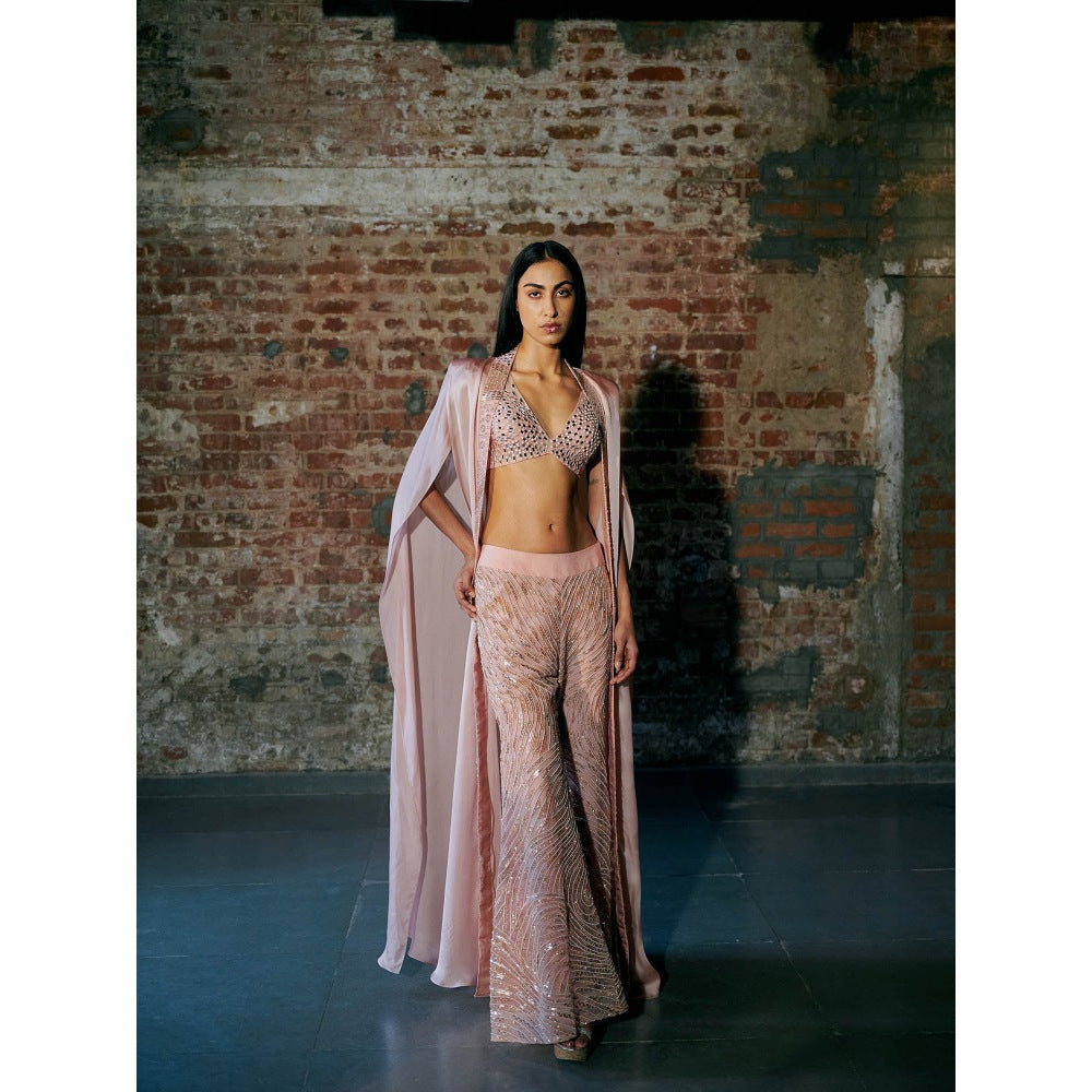 Asaga Rose Gold Efilys Blouse with Pant and Cape (Set of 3)