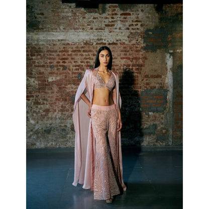 Asaga Rose Gold Efilys Blouse with Pant and Cape (Set of 3)
