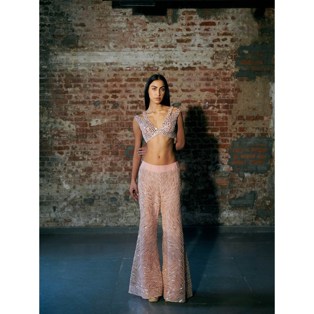 Asaga Rose Gold Efilys Blouse with Pant and Cape (Set of 3)