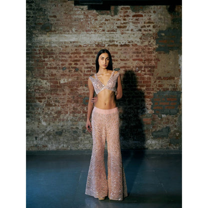 Asaga Rose Gold Efilys Blouse with Pant and Cape (Set of 3)