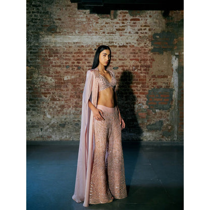 Asaga Rose Gold Efilys Blouse with Pant and Cape (Set of 3)