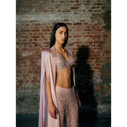 Asaga Rose Gold Efilys Blouse with Pant and Cape (Set of 3)