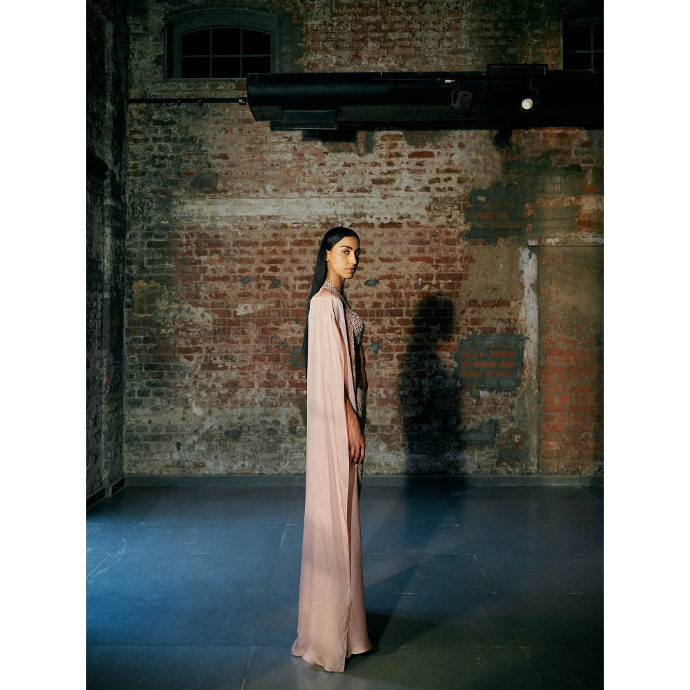 Asaga Rose Gold Efilys Blouse with Pant and Cape (Set of 3)