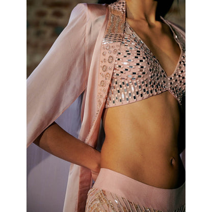 Asaga Rose Gold Efilys Blouse with Pant and Cape (Set of 3)