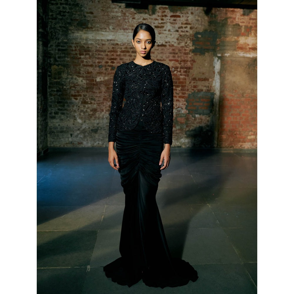 Asaga Green Ennies Short Jacket with Lehenga (Set of 2)