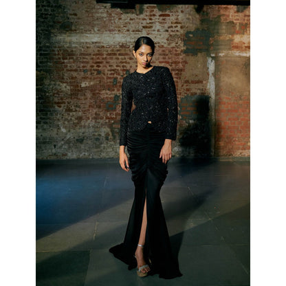 Asaga Green Ennies Short Jacket with Lehenga (Set of 2)