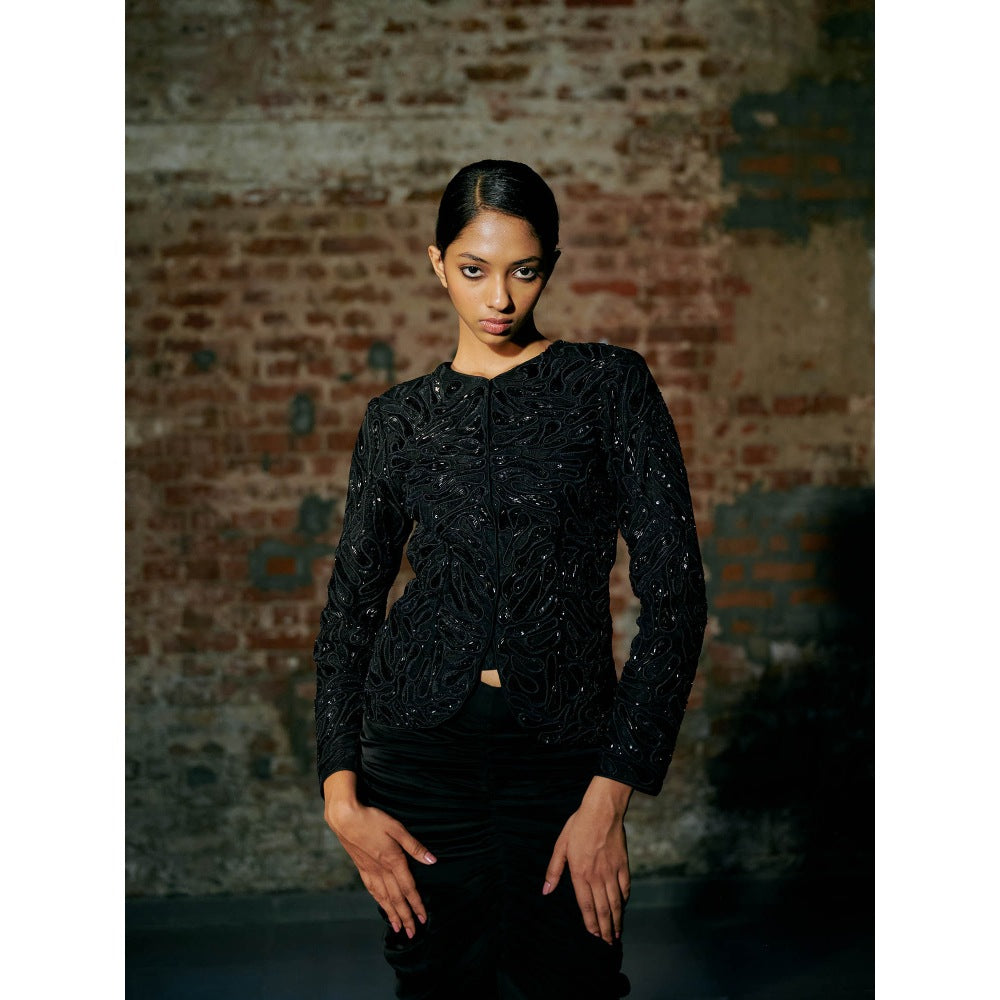 Asaga Green Ennies Short Jacket with Lehenga (Set of 2)