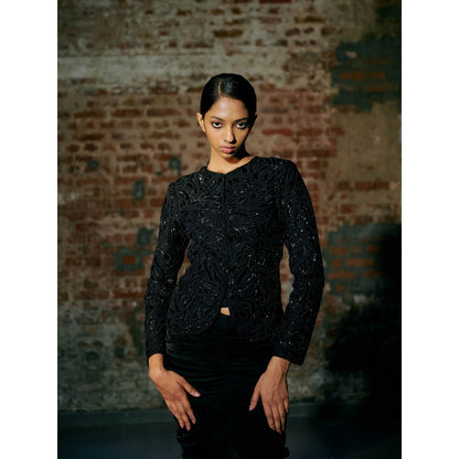 Asaga Green Ennies Short Jacket with Lehenga (Set of 2)