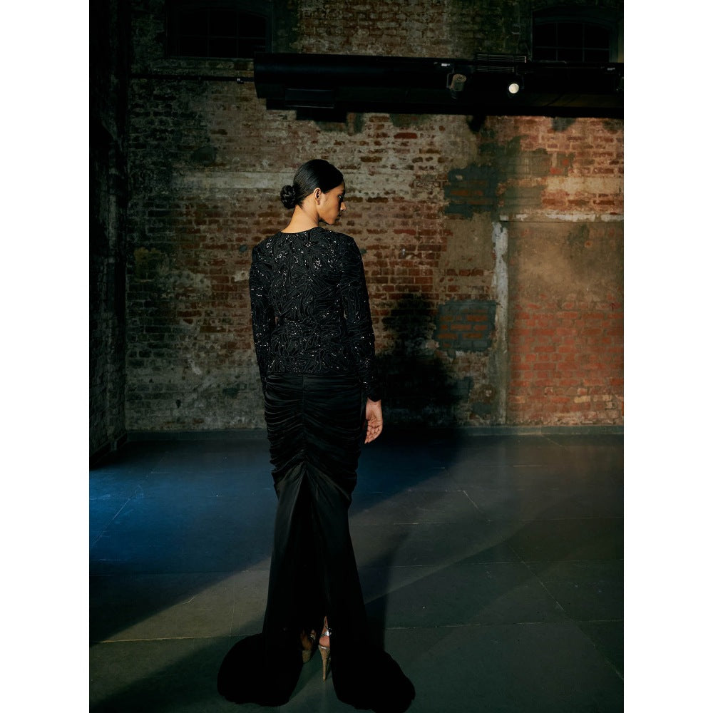 Asaga Green Ennies Short Jacket with Lehenga (Set of 2)