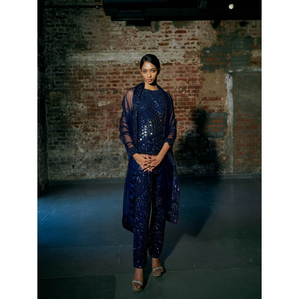 Asaga Stream Navy Blue Kurta with Pant and Dupatta (Set of 3)