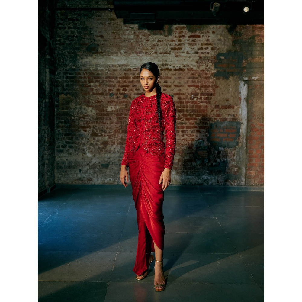 Asaga Fescu Tulle Jacket with Lehenga (Set of 2)