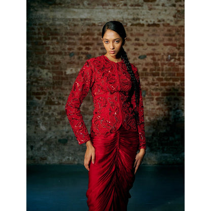 Asaga Fescu Tulle Jacket with Lehenga (Set of 2)