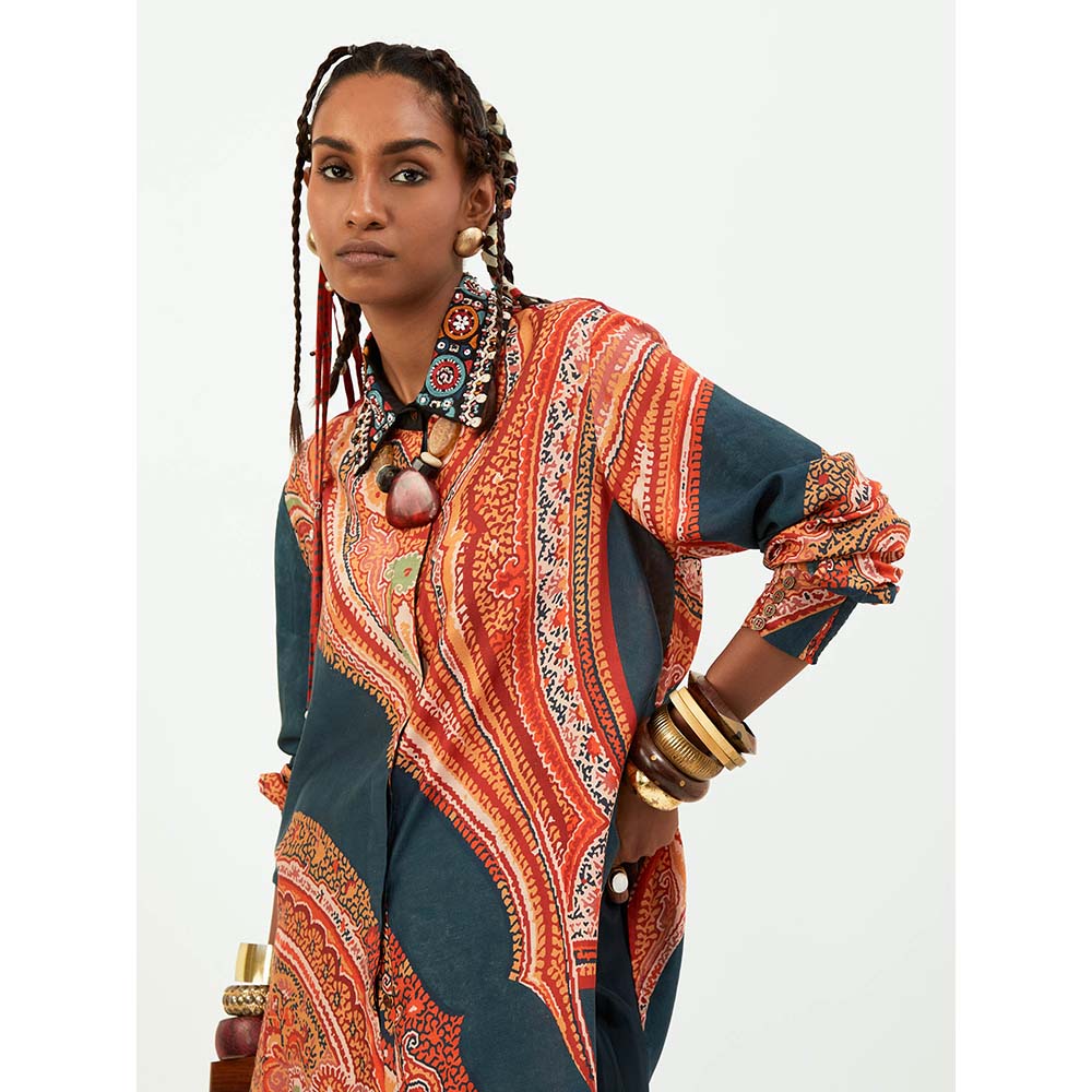 Aseem Kapoor Ambi Print Atri Shirt With Embroidered Collar
