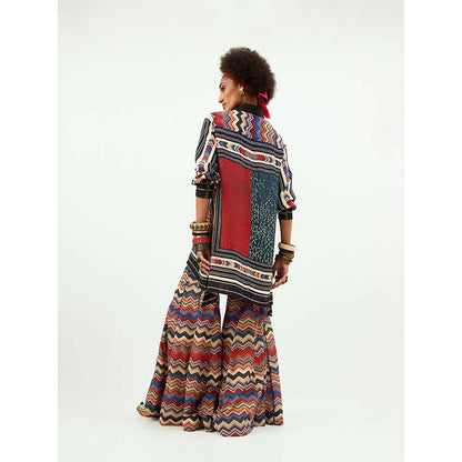 Aseem Kapoor Ambi Print Atri Shirt With Mop Detail Collar.