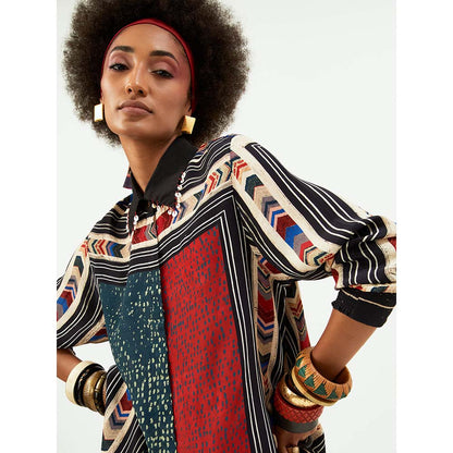 Aseem Kapoor Ambi Print Atri Shirt With Mop Detail Collar.