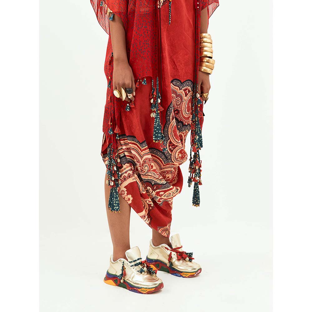 Aseem Kapoor Veni Red Embroidered Dupatta Jacket