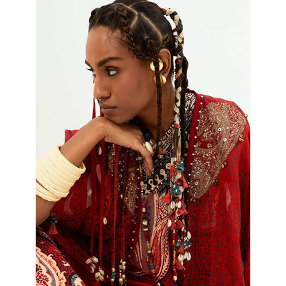 Aseem Kapoor Veni Red Embroidered Dupatta Jacket
