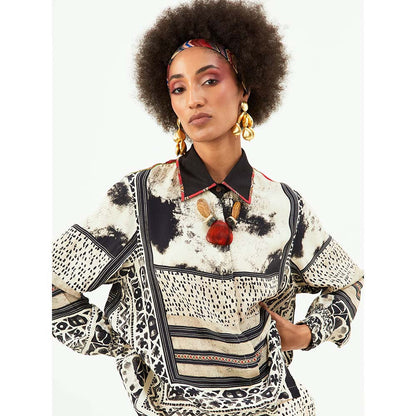 Aseem Kapoor Atri Printed Shirt With Plain Collar